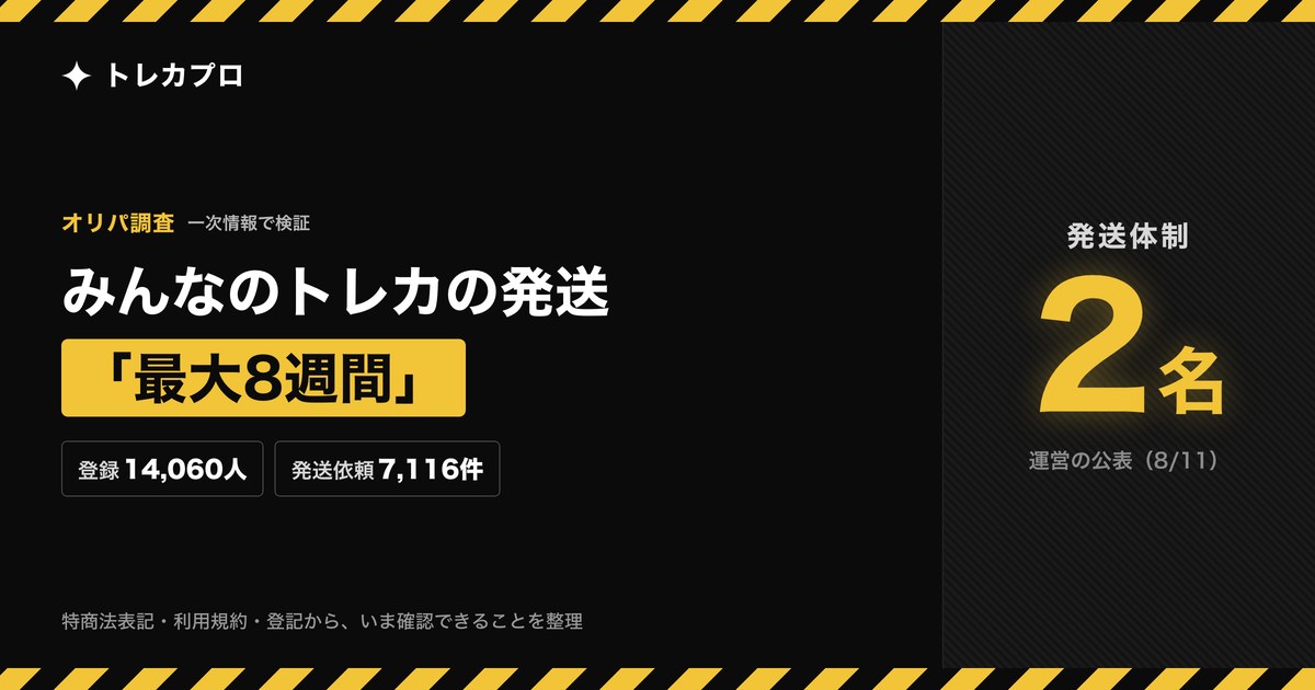 みんなのトレカの評判は？届かないと言われる発送実績と運営会社を一次情報で調査